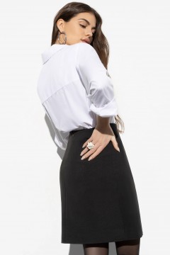 Короткая чёрная юбка с декоративным запахом Charutti(фото5)