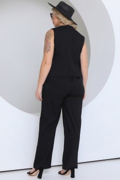 Чёрные льняные прямые брюки с карманами Agata(фото4)