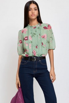 Зелёная блуза с цветочным принтом 10200270362 Concept Club