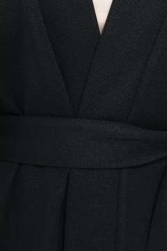 Трикотажный чёрный кардиган с поясом Lady Taiga(фото3)