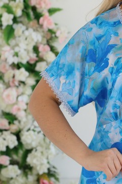 Платье длинное голубого цвета с кружевом Wisell(фото4)